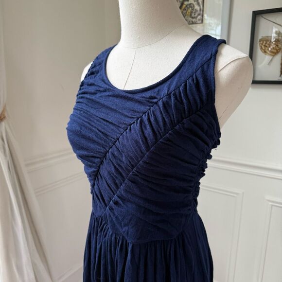 Plenty by Tracey Reese Anthropologie Blue Ruched Stretchy Fit and Flare Maxi Dre - Picture 4 of 8